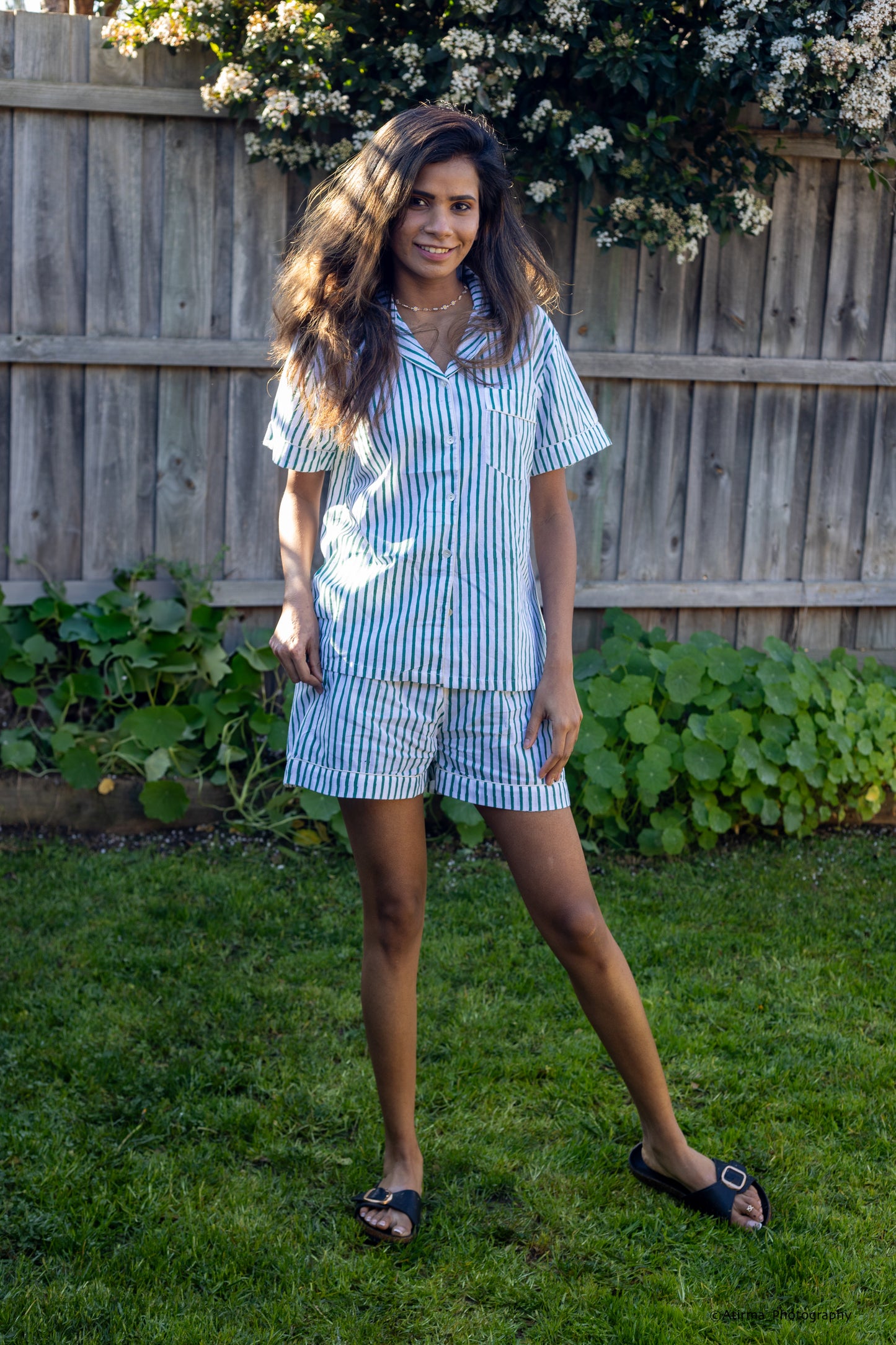 Green Stripes | Unisex Cotton Pyjama Set