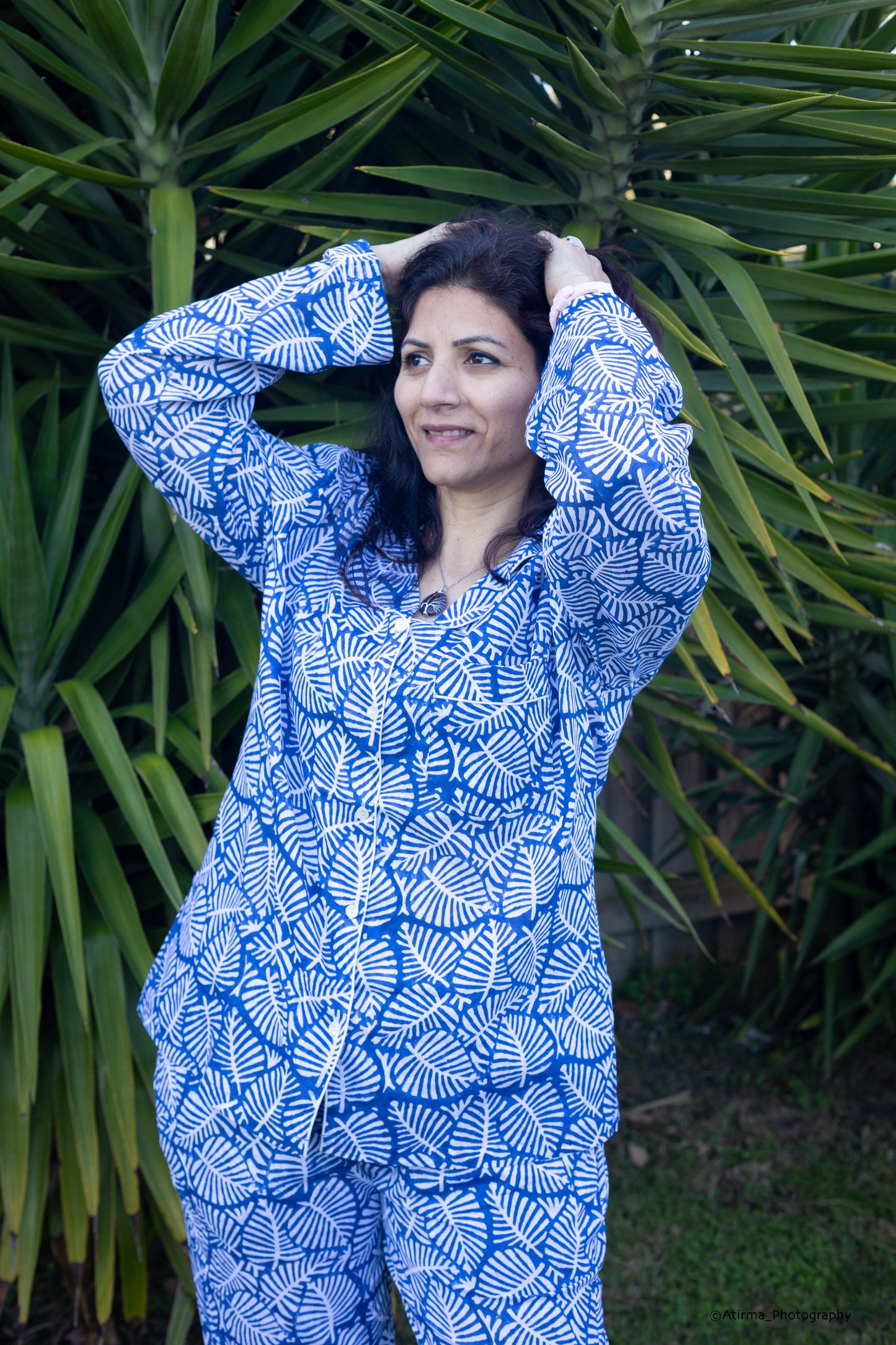 Blue Palm Leaf | Pyjama Set