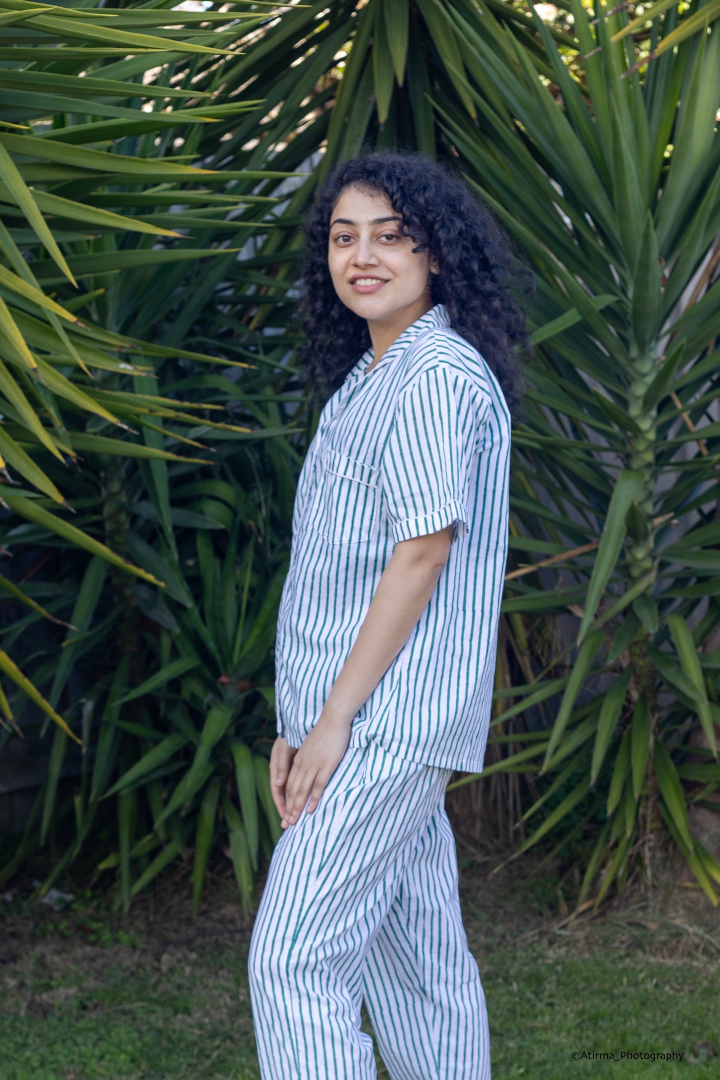 Green Stripes | Unisex Cotton Pyjama Set