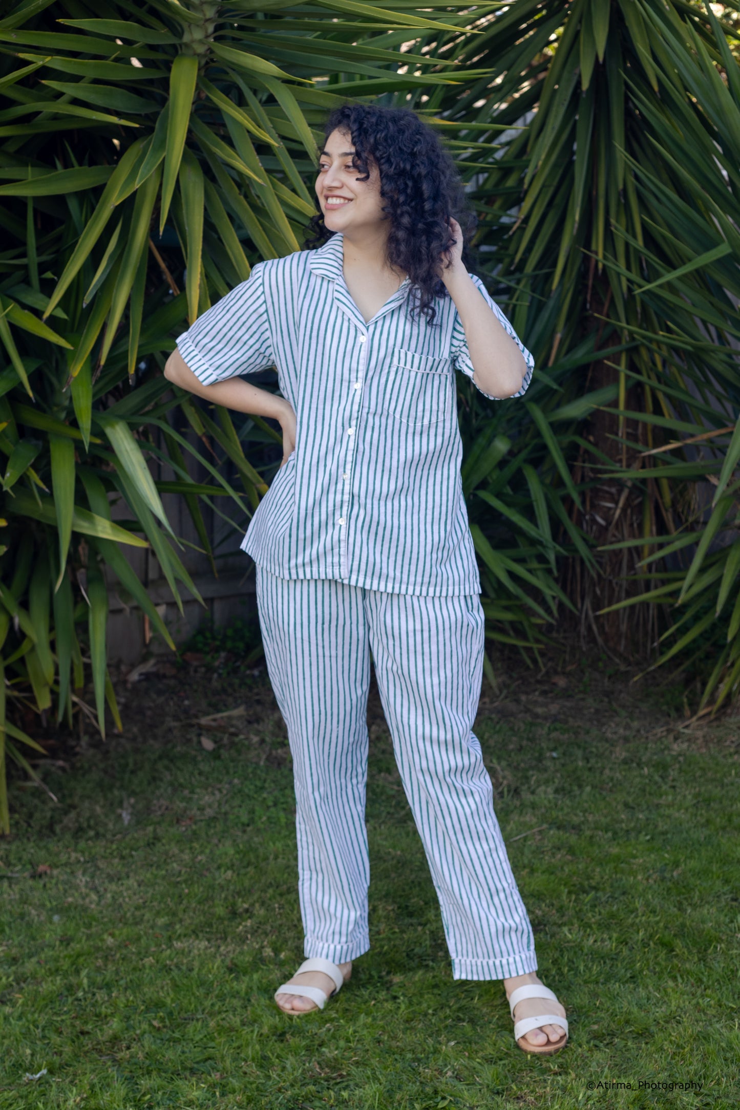 Green Stripes | Unisex Cotton Pyjama Set