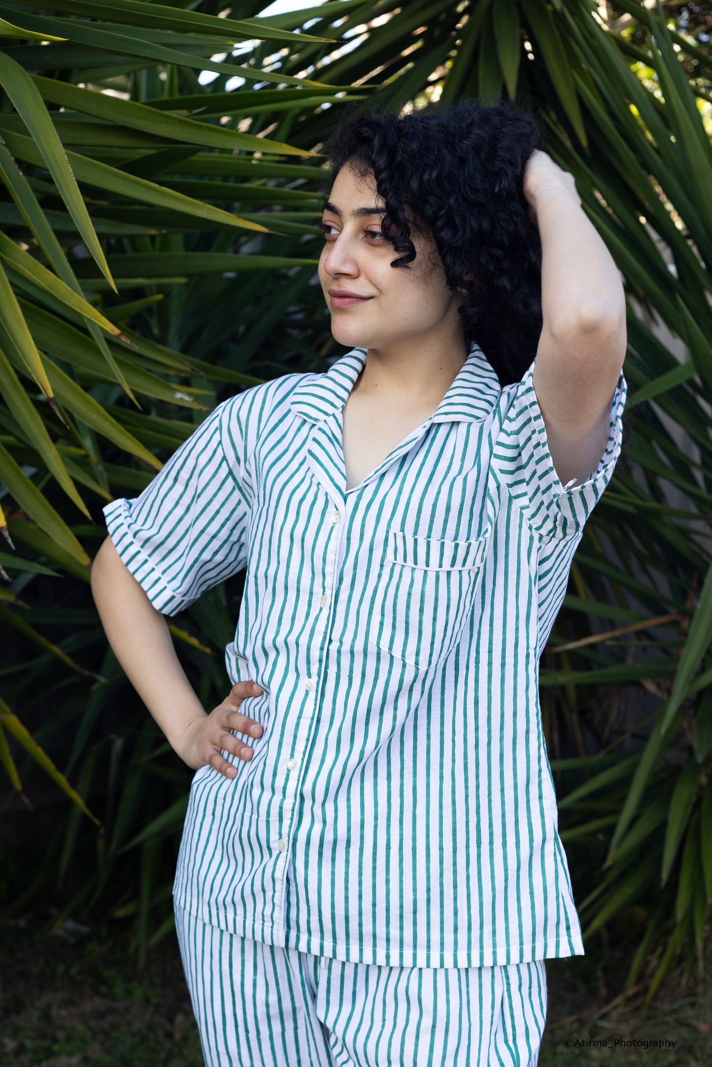 Green Stripes | Unisex Cotton Pyjama Set