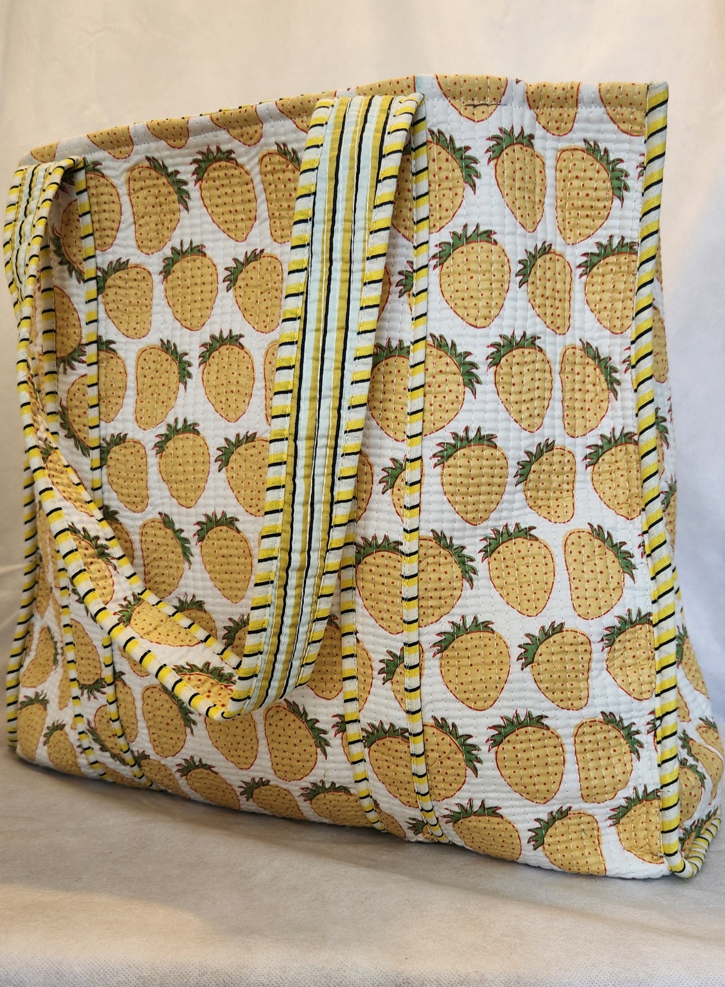 Disha | Pineapples | Quilted Cotton Reversible Tote