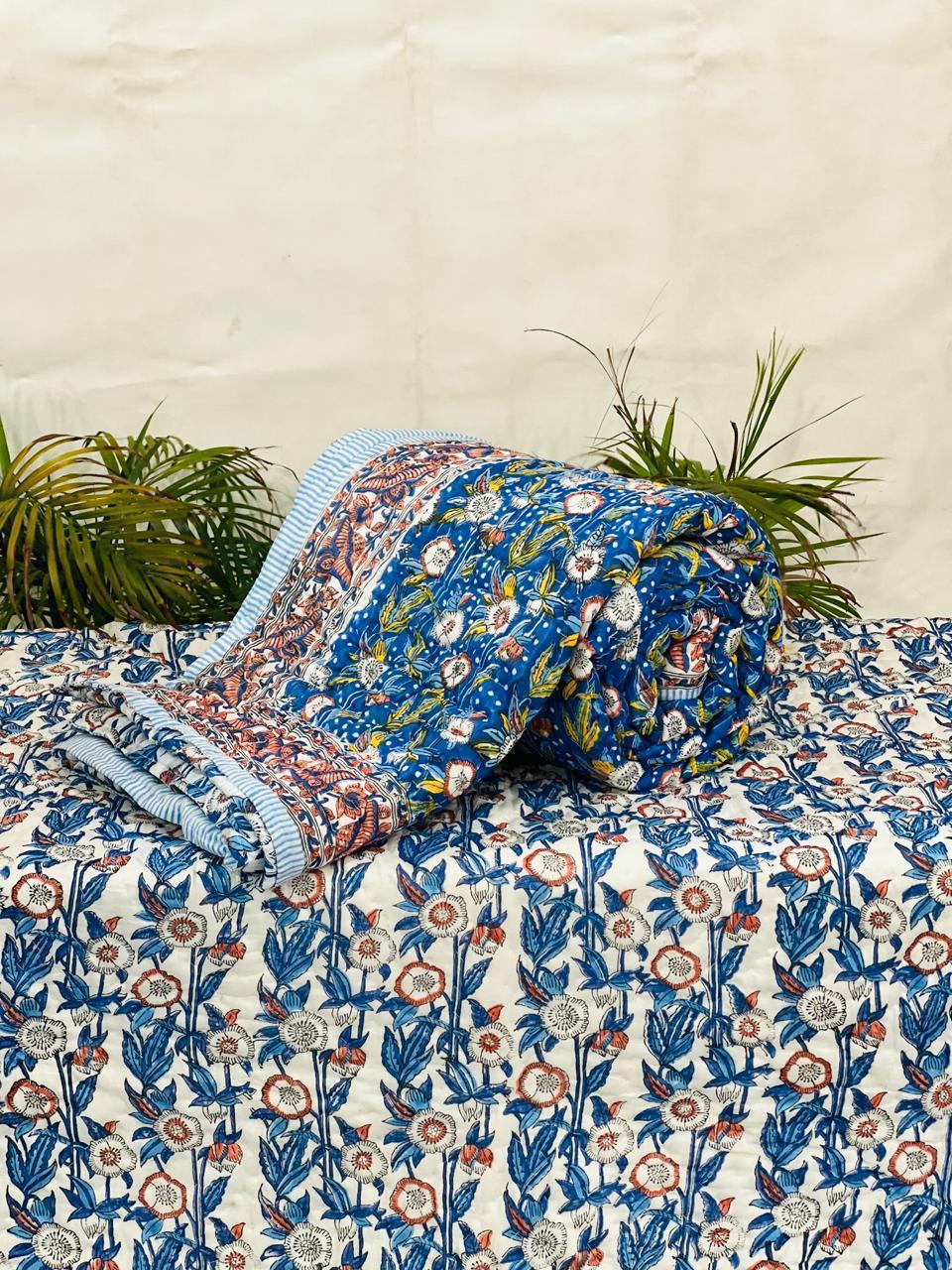 Nishtha ~ Jaipuri Razai ~ Cotton Filled 2 sided Quilt ~ King Single