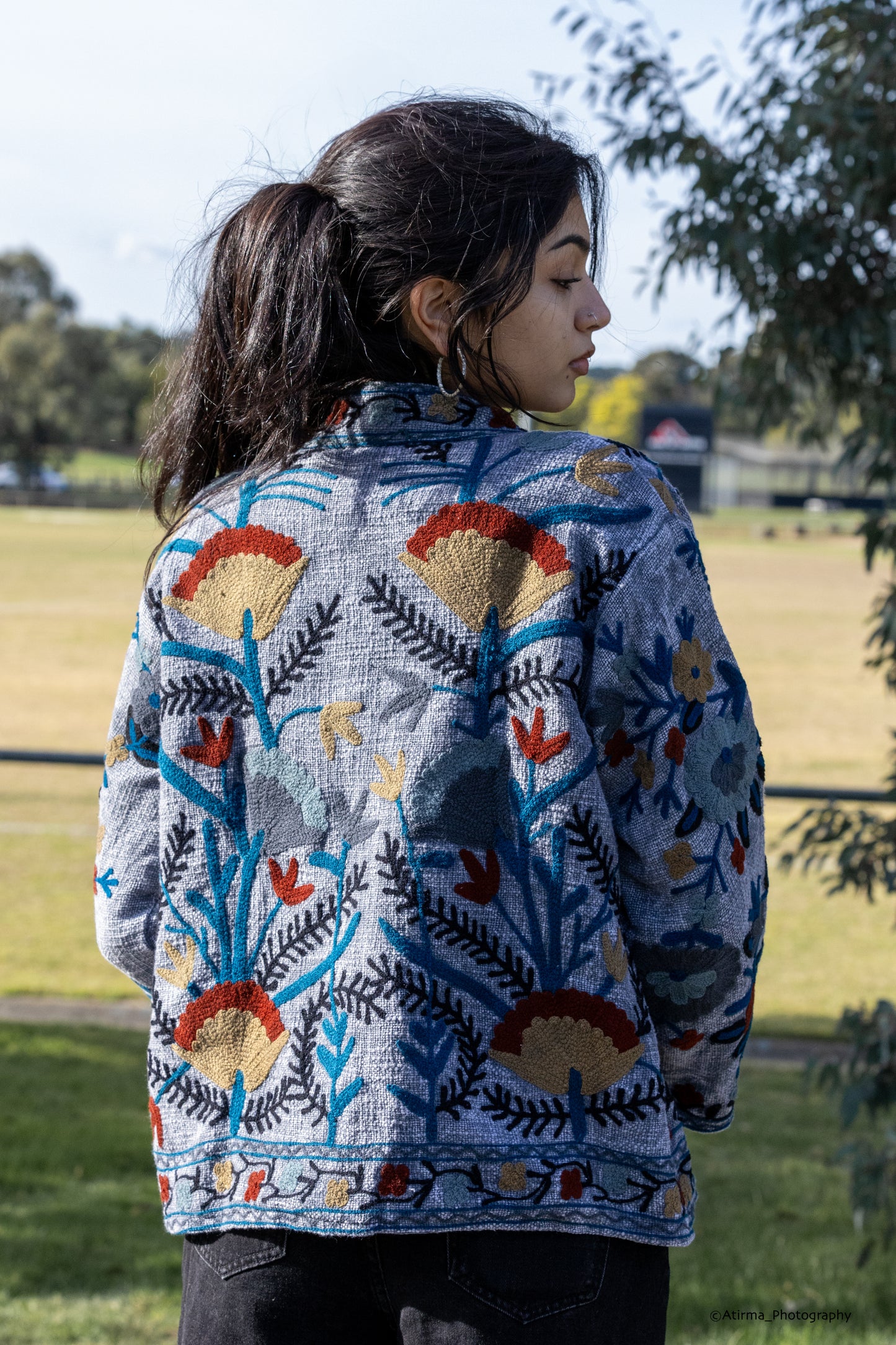 Mudra | Grey Suzani Jacket
