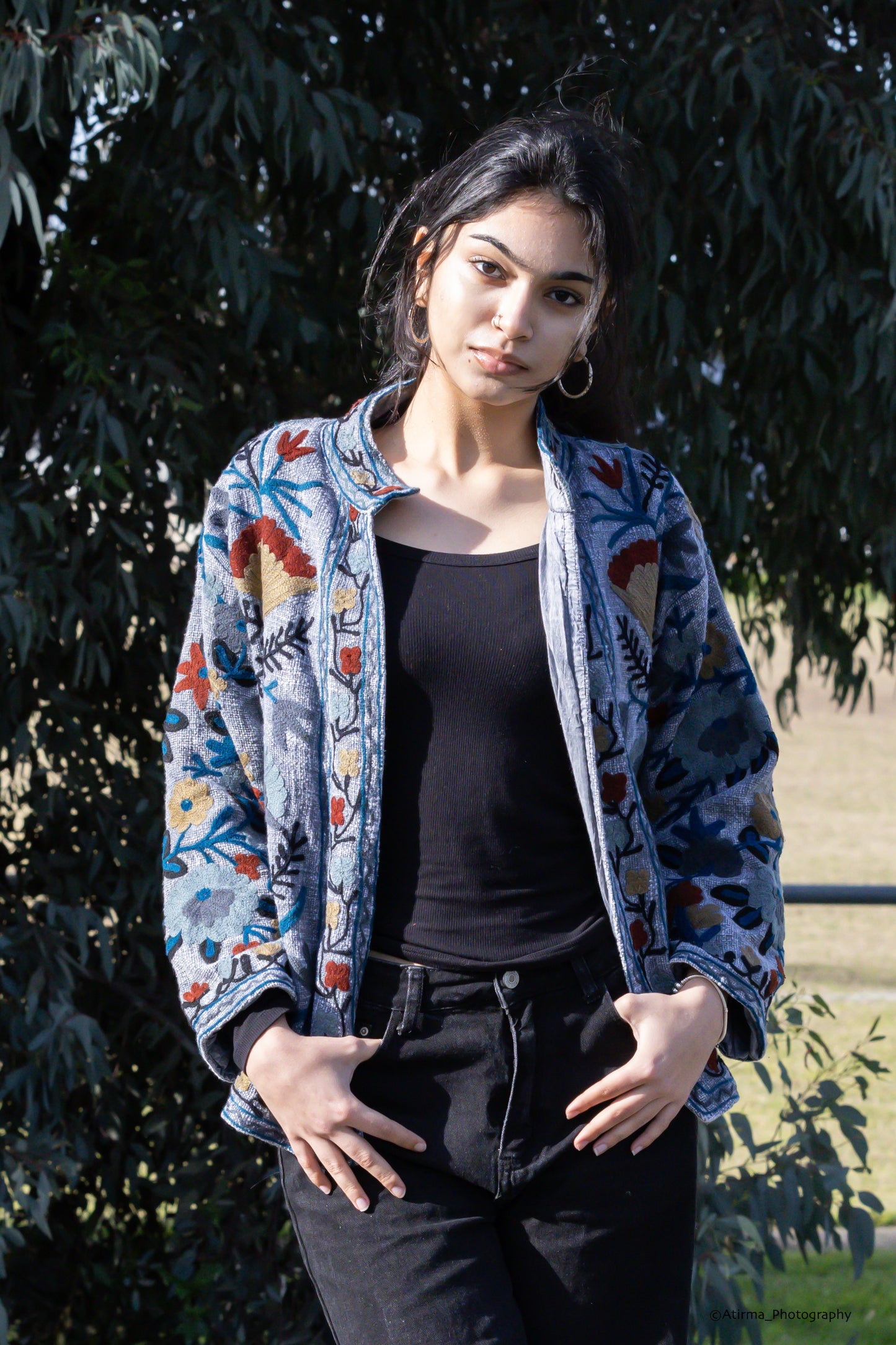 Mudra | Grey Suzani Jacket