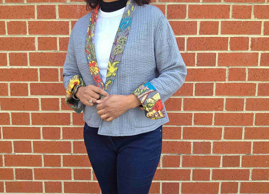 Frida in Grey | Reversible Cotton Quilted Jacket