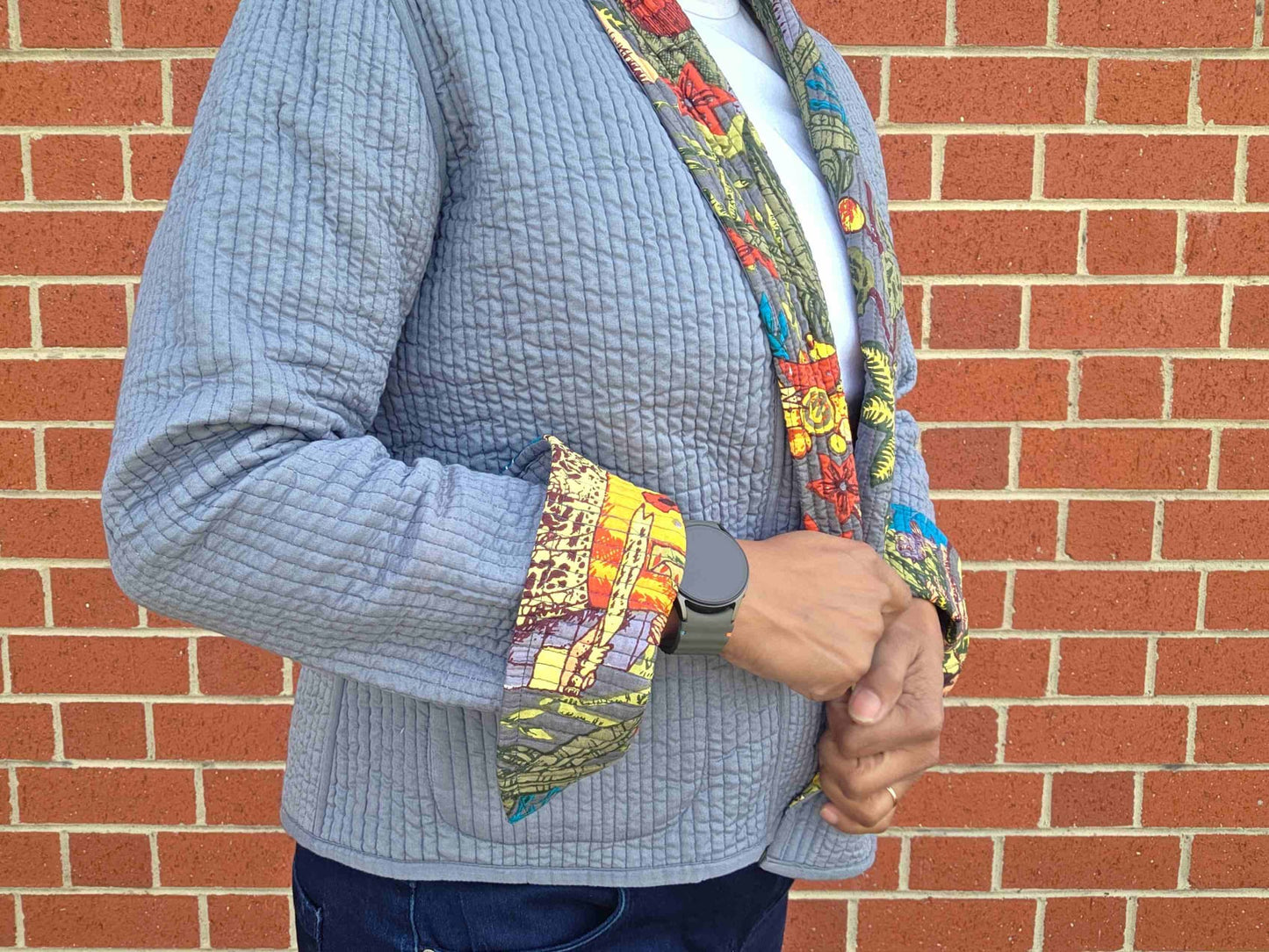 Frida in Grey | Reversible Cotton Quilted Jacket