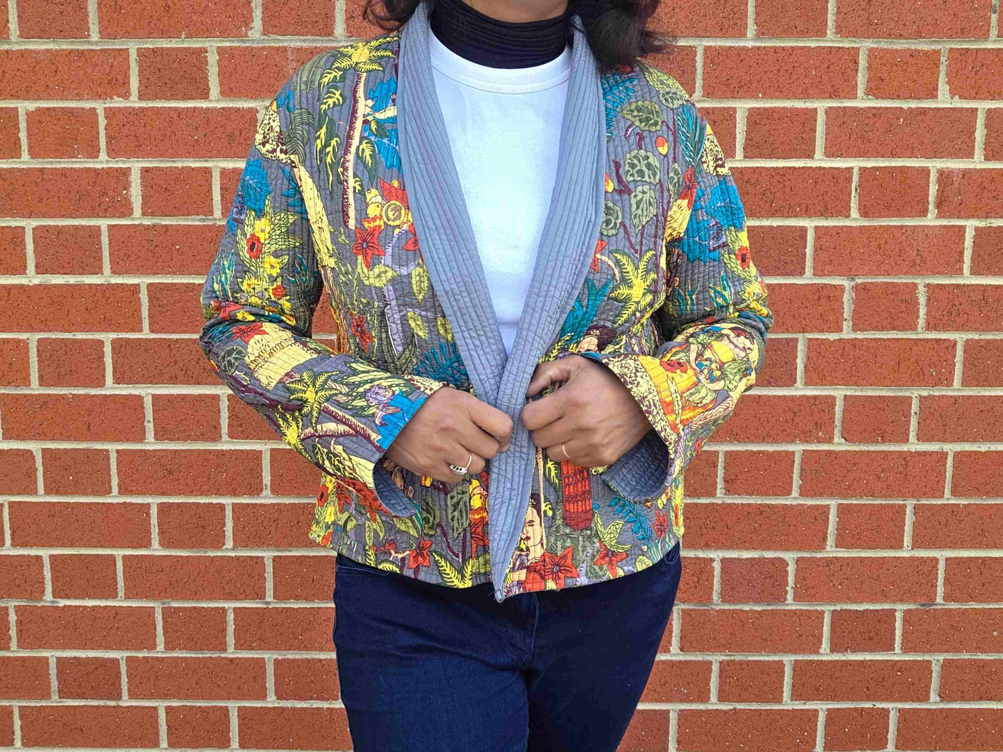 Frida in Grey | Reversible Cotton Quilted Jacket