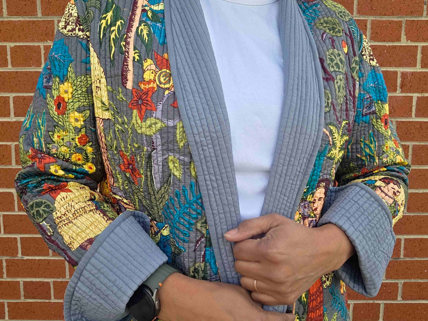 Frida in Grey | Reversible Cotton Quilted Jacket