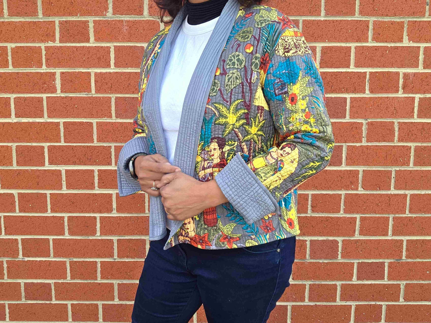 Frida in Grey | Reversible Cotton Quilted Jacket