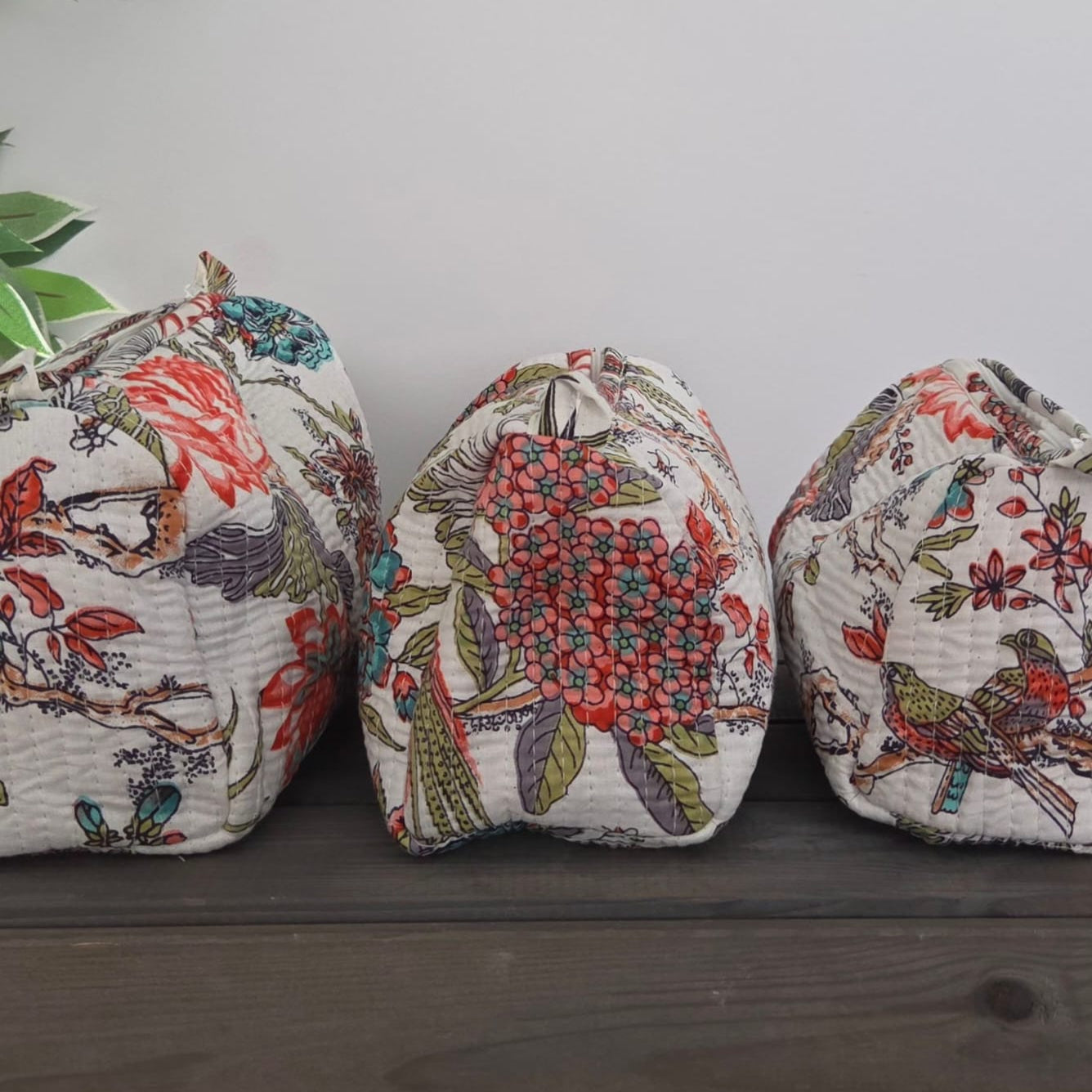 Cotton White | Quilted Cotton Cosmetics Pouch