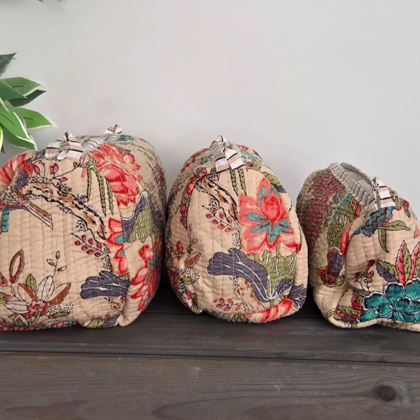 Beige Beauty | Quilted Cotton Cosmetics Pouch