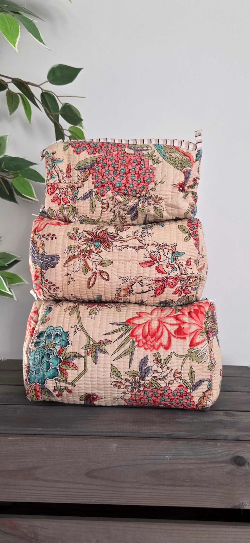 Beige Beauty | Quilted Cotton Cosmetics Pouch