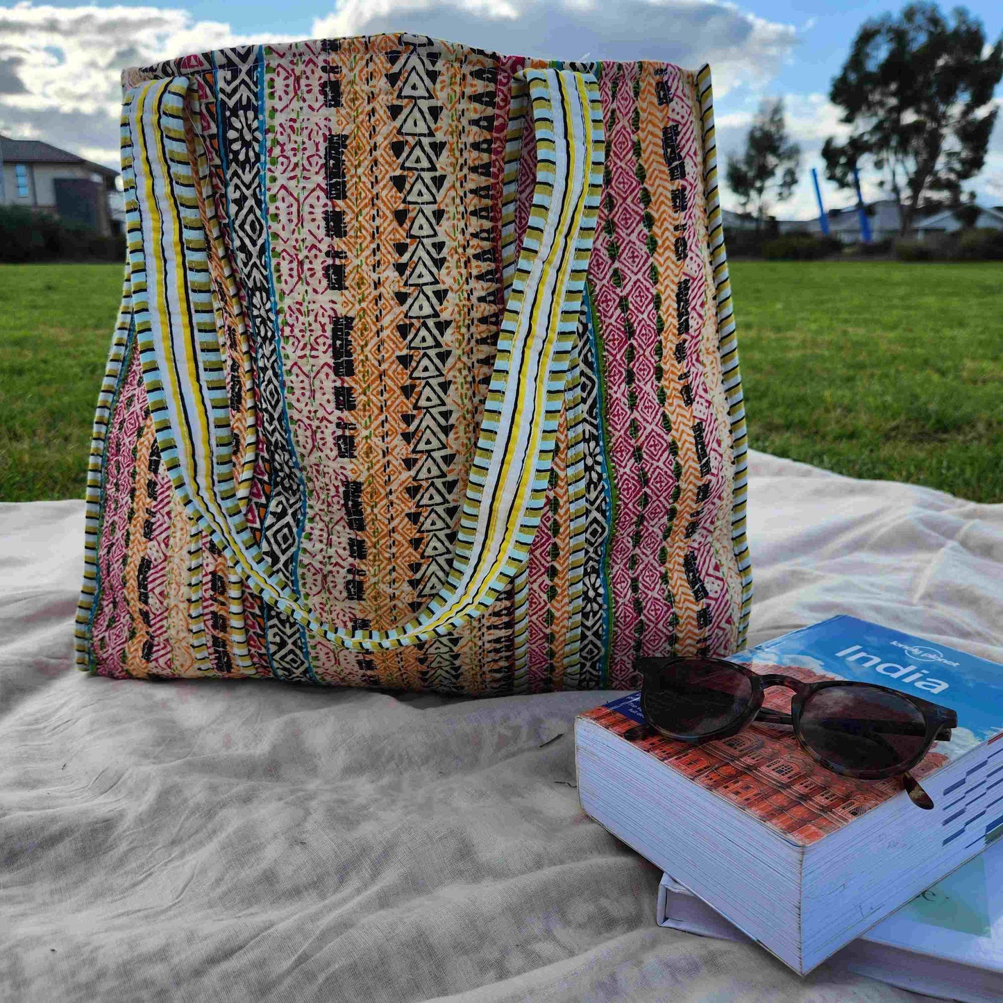 Disha | Indian Art | Quilted Cotton Reversible Tote