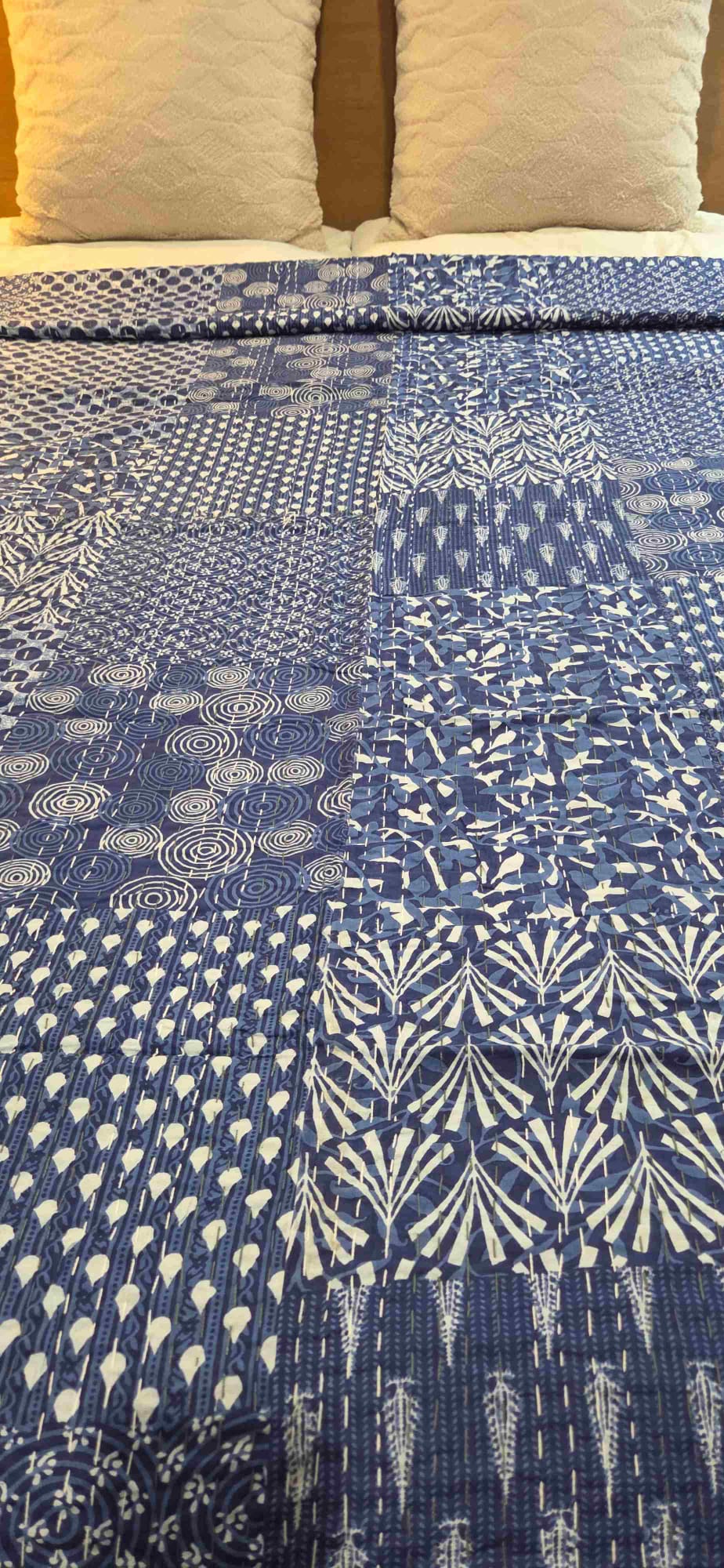 Indigo Patchwork ~ Kantha Bedspread ~ Queen | King