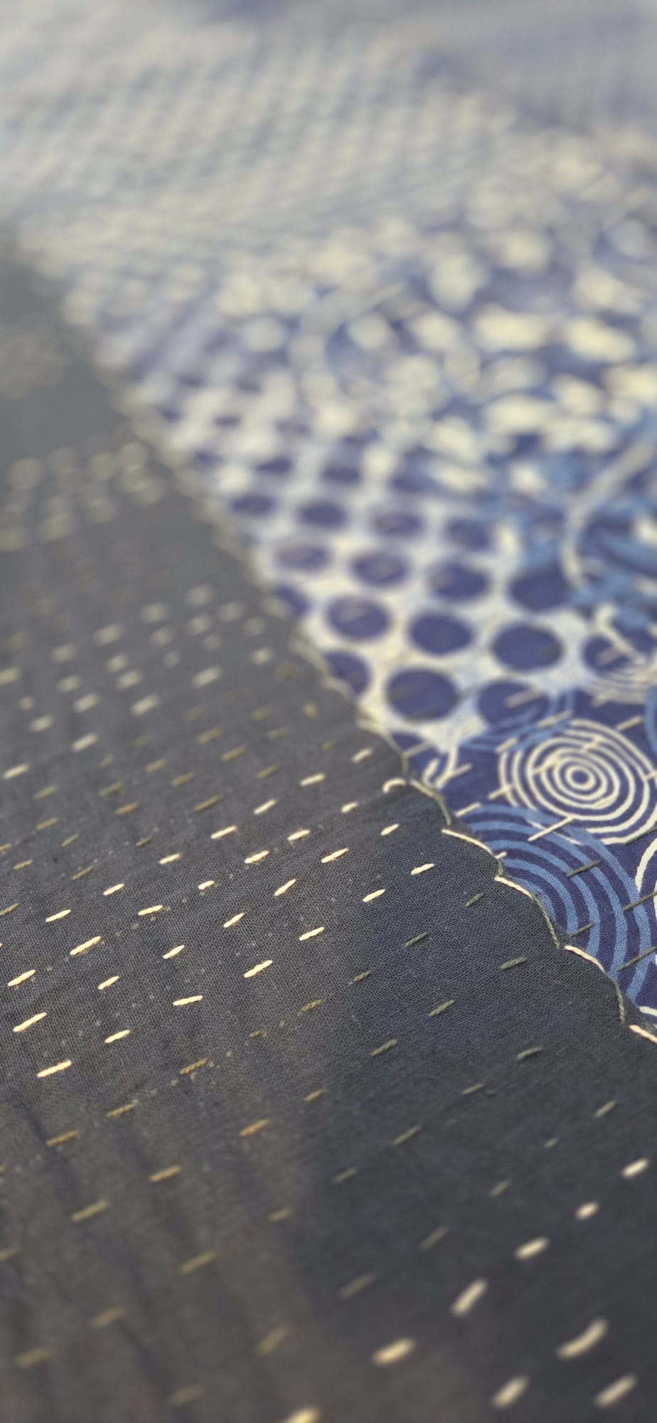 Indigo Patchwork ~ Kantha Bedspread ~ Queen | King