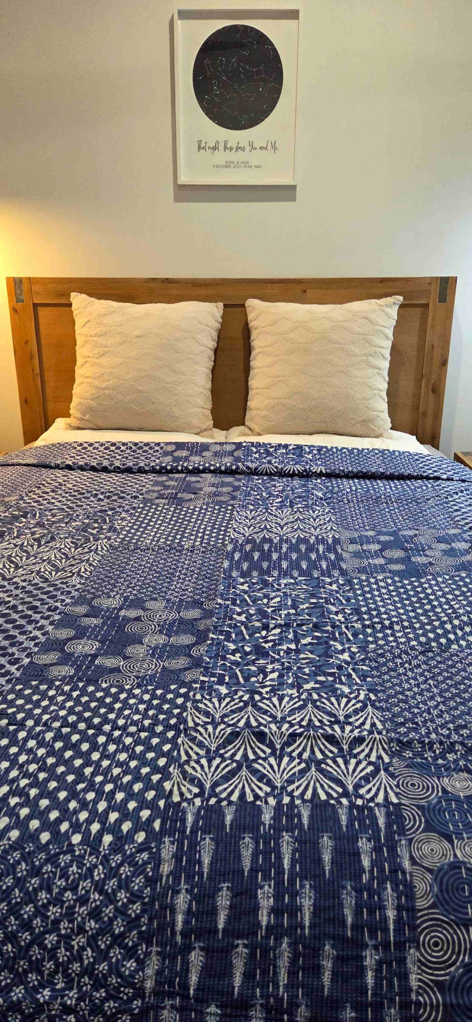 Indigo Patchwork ~ Kantha Bedspread ~ Queen | King