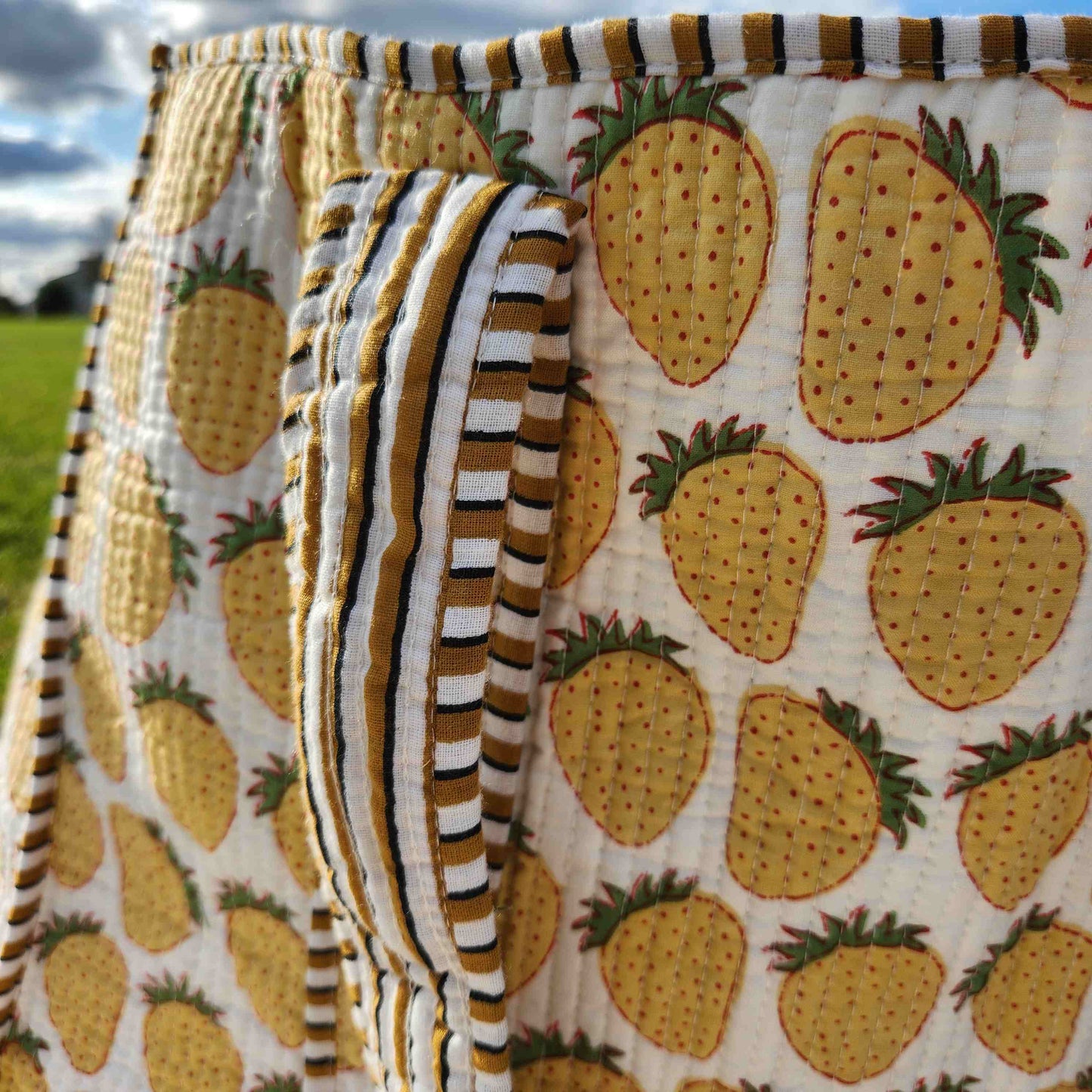 Disha | Pineapples | Quilted Cotton Reversible Tote
