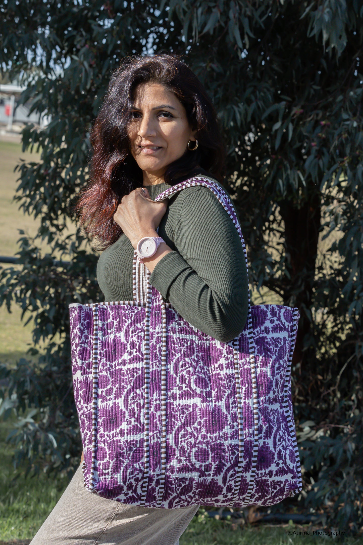 Disha | Purple Kingdom | Quilted Cotton Reversible Tote