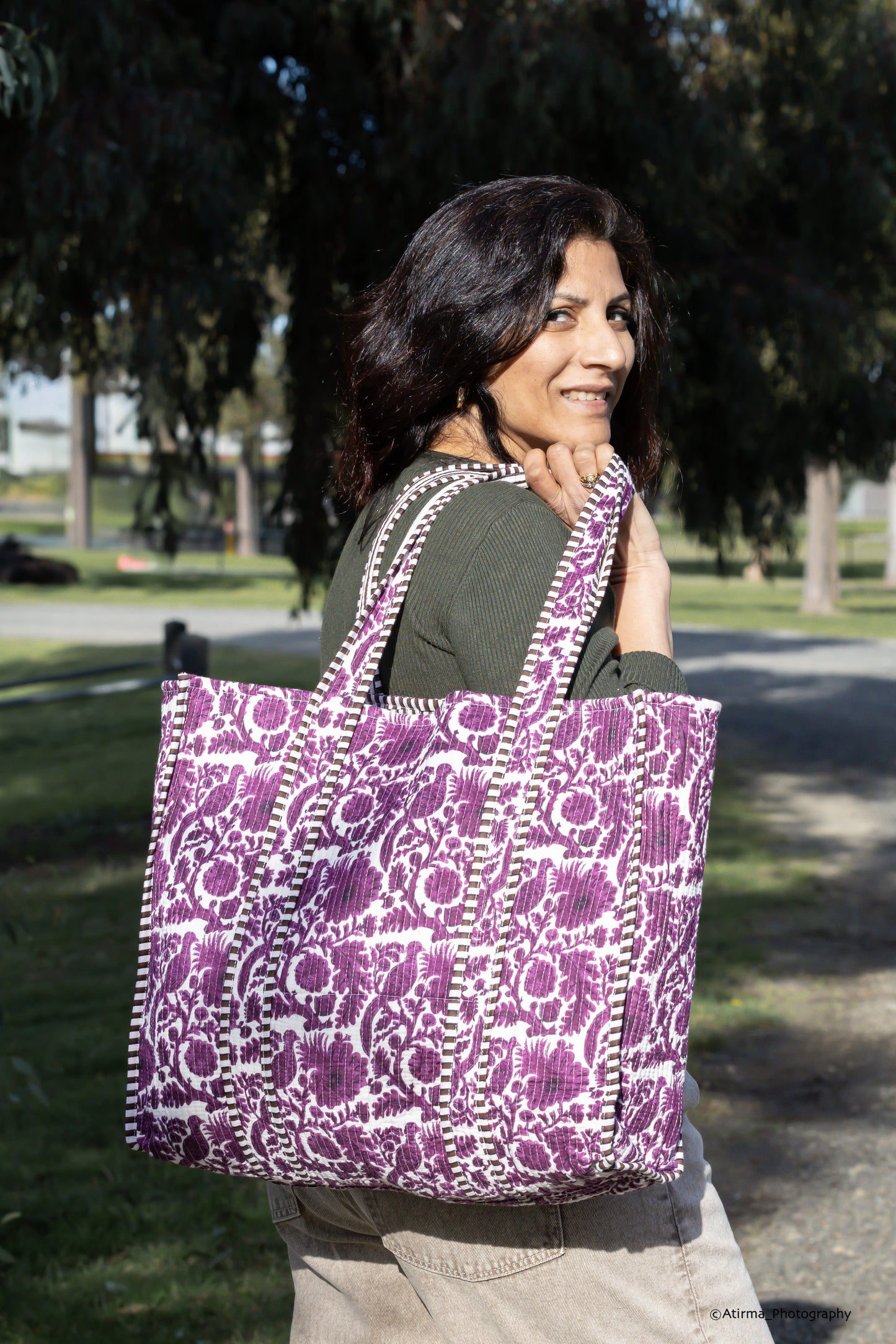 Disha | Purple Kingdom | Quilted Cotton Reversible Tote