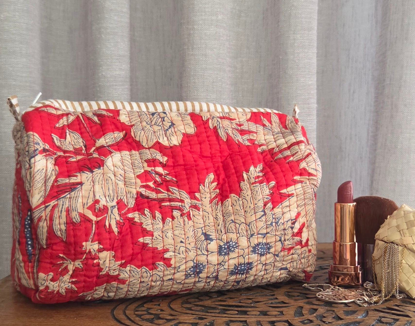 hand block printed wash bag