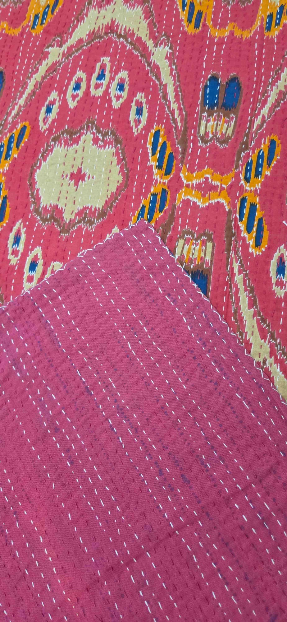 Ruby Blush ~ Kantha Bedspread ~ Queen | King