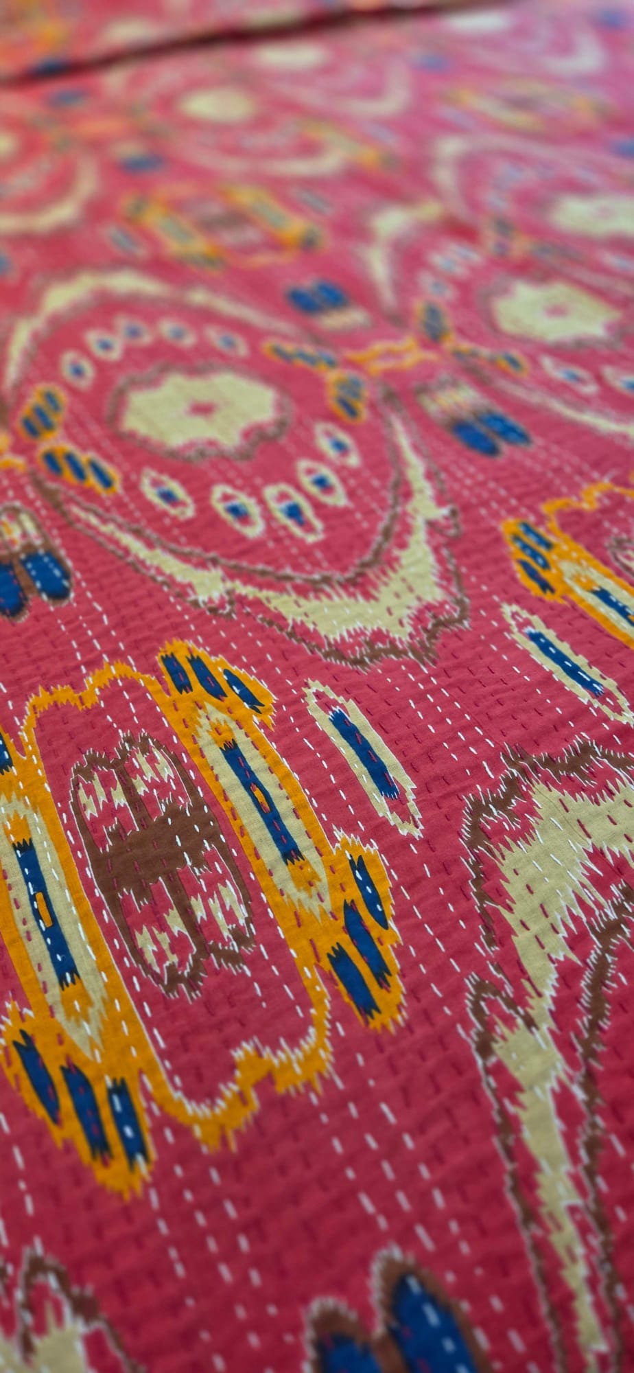 Ruby Blush ~ Kantha Bedspread ~ Queen | King