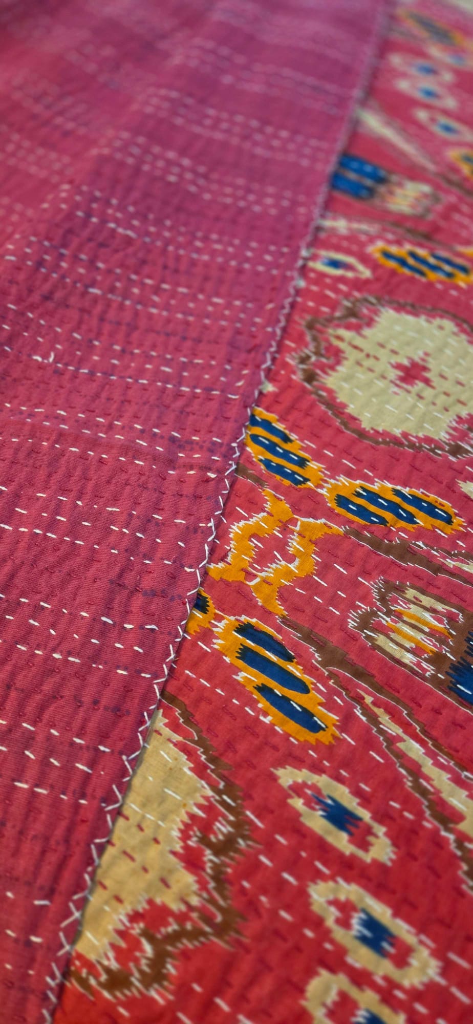 Ruby Blush ~ Kantha Bedspread ~ Queen | King