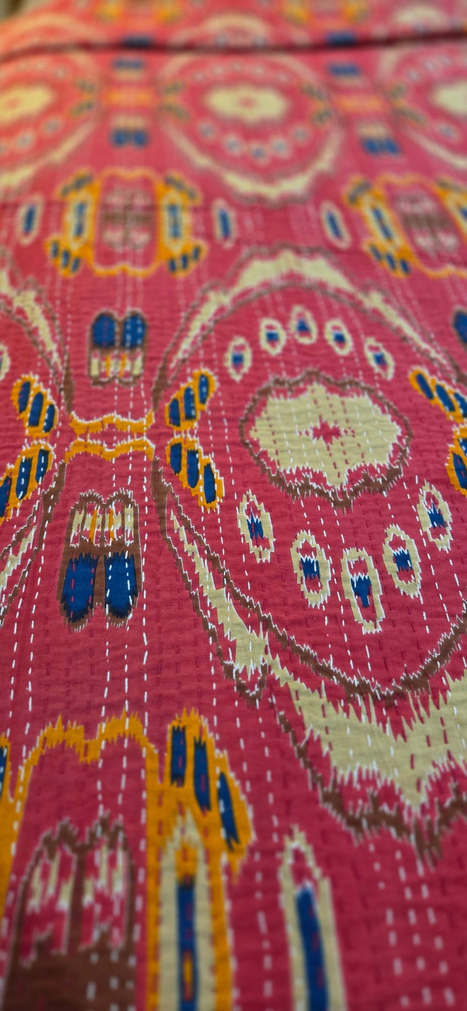 Ruby Blush ~ Kantha Bedspread ~ Queen | King