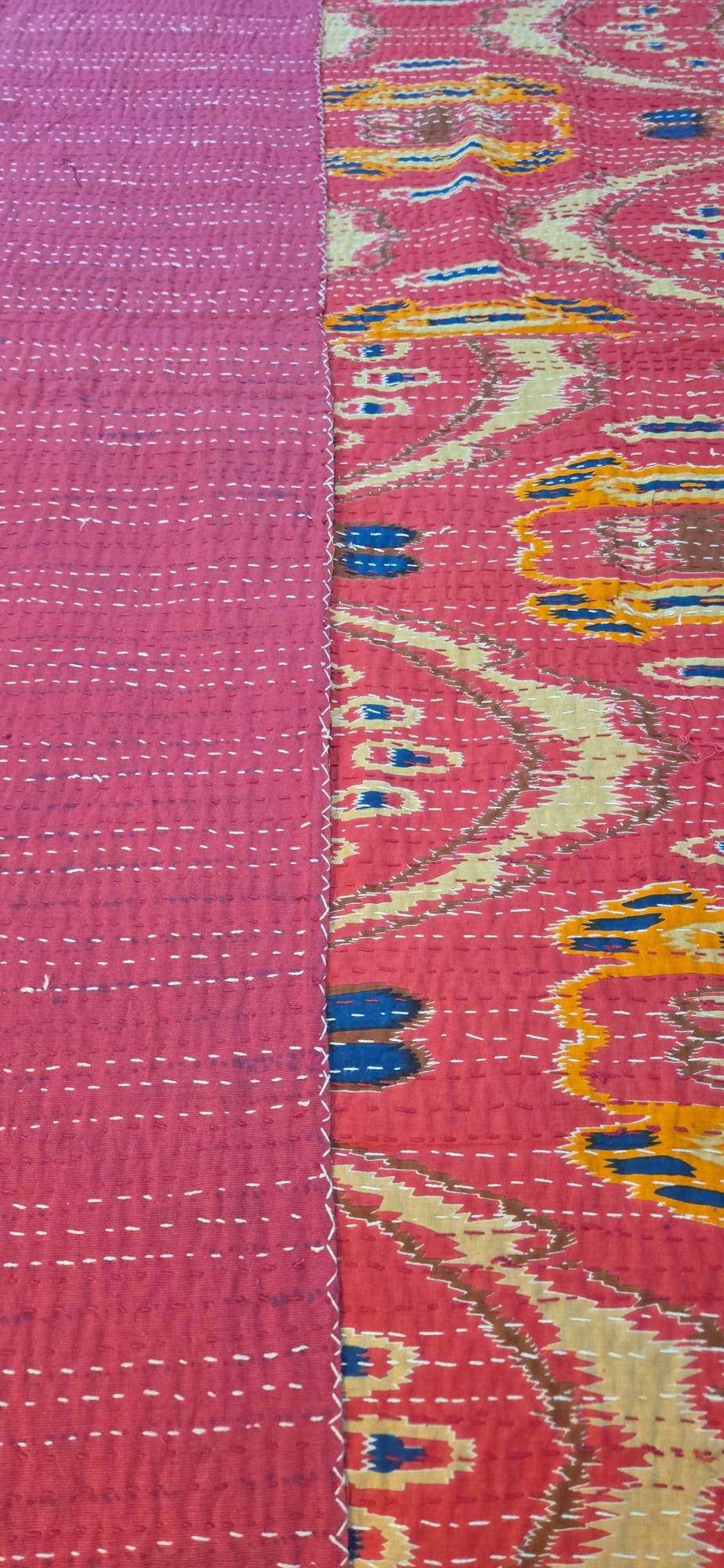 Ruby Blush ~ Kantha Bedspread ~ Queen | King