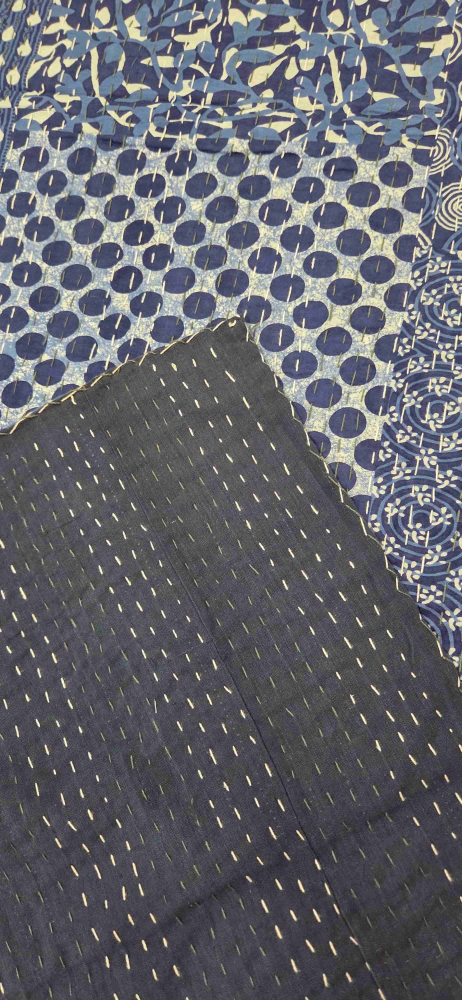 Indigo Patchwork ~ Kantha Bedspread ~ Queen | King