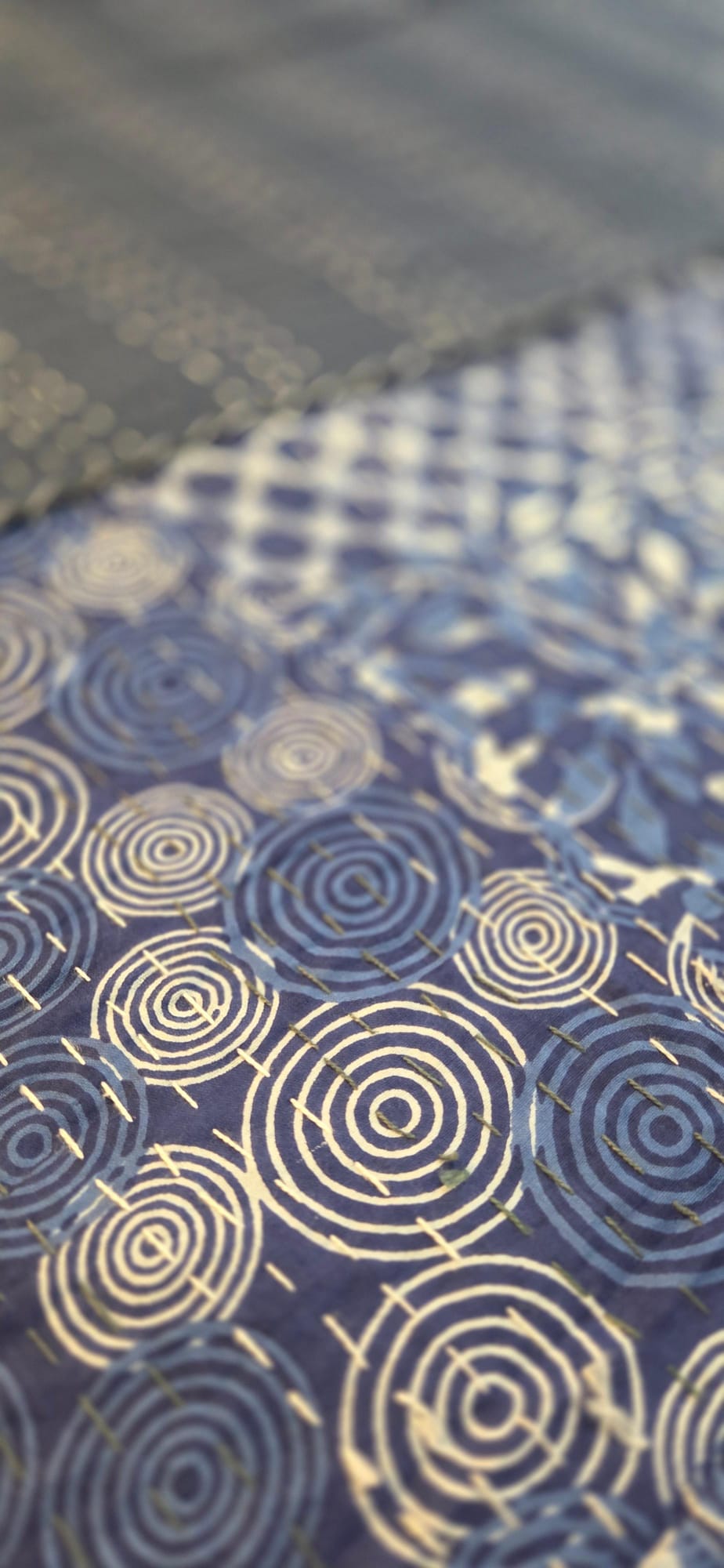 Indigo Patchwork ~ Kantha Bedspread ~ Queen | King