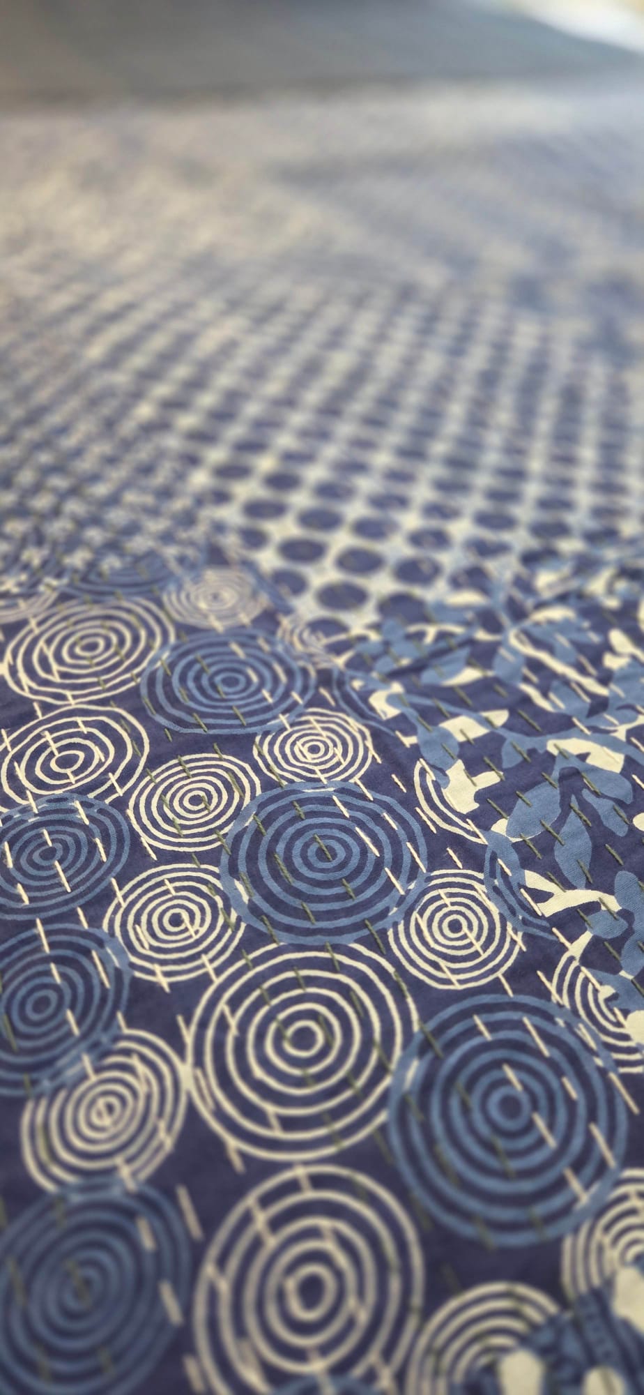 Indigo Patchwork ~ Kantha Bedspread ~ Queen | King