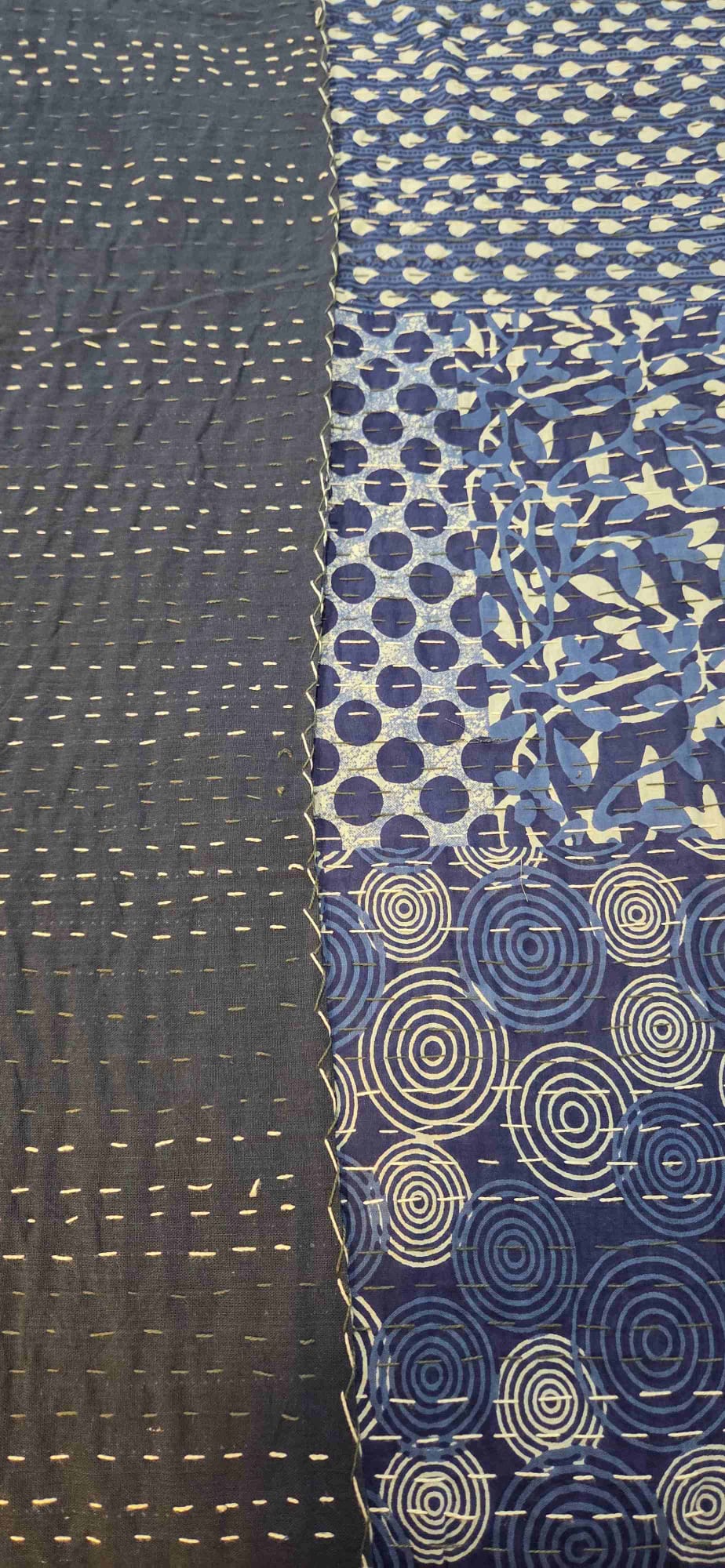 Indigo Patchwork ~ Kantha Bedspread ~ Queen | King
