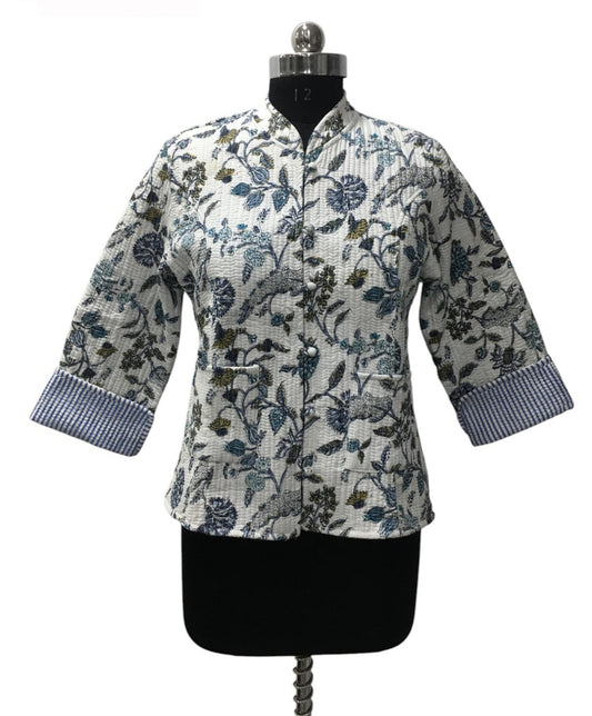 Deepika ~ Floral Print | Quilted Cotton Reversible Jacket