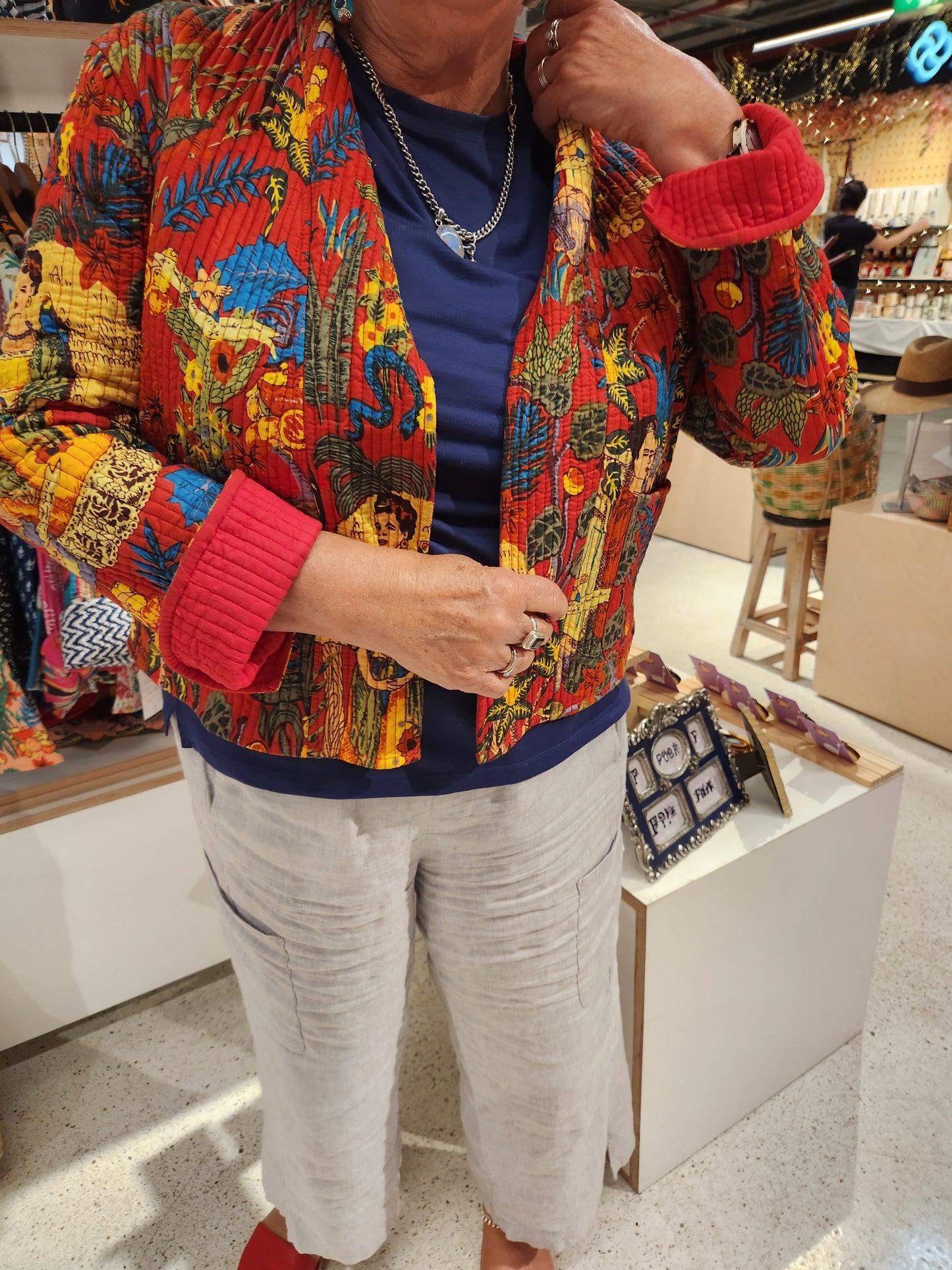 Frida in Red | Reversible Cotton Quilted Jacket
