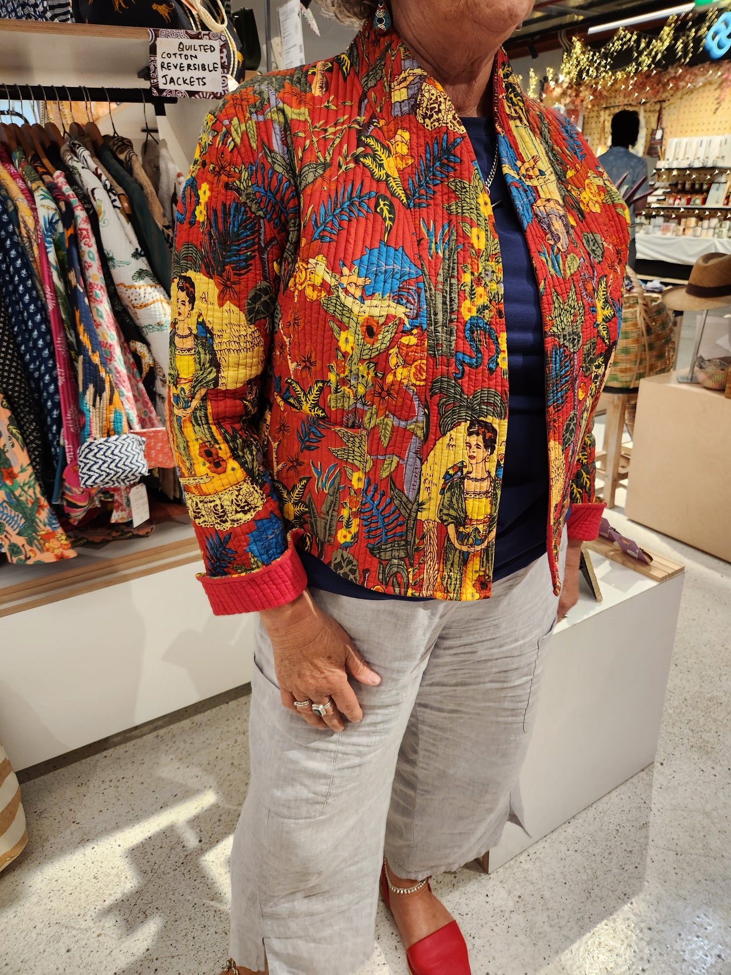 Frida in Red | Reversible Cotton Quilted Jacket