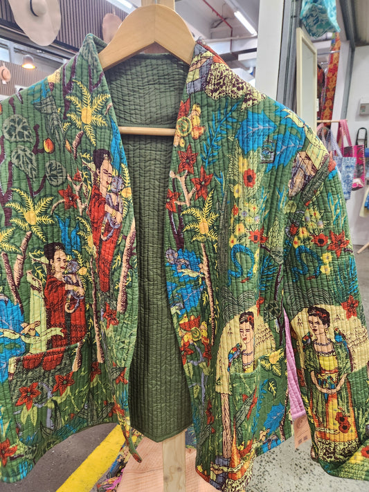 Frida in Olive | Reversible Cotton Quilted Jacket