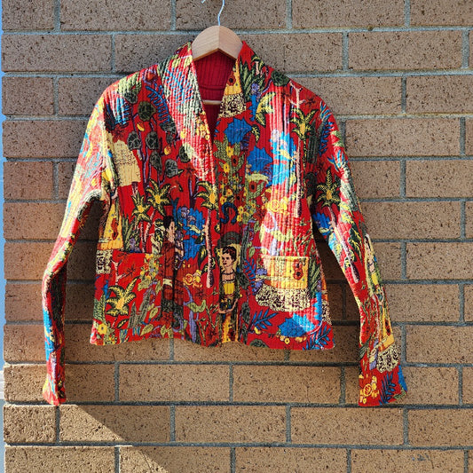 Frida in Red | Reversible Cotton Quilted Jacket