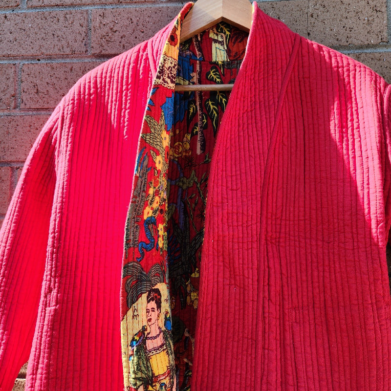 Frida in Red | Reversible Cotton Quilted Jacket