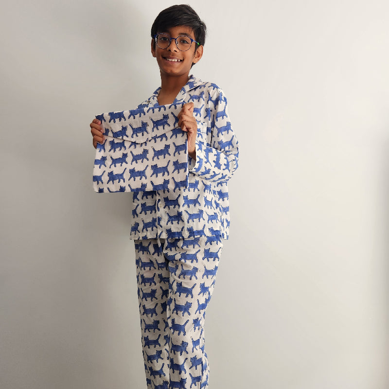 Kids PJ ~ Blue π Cats