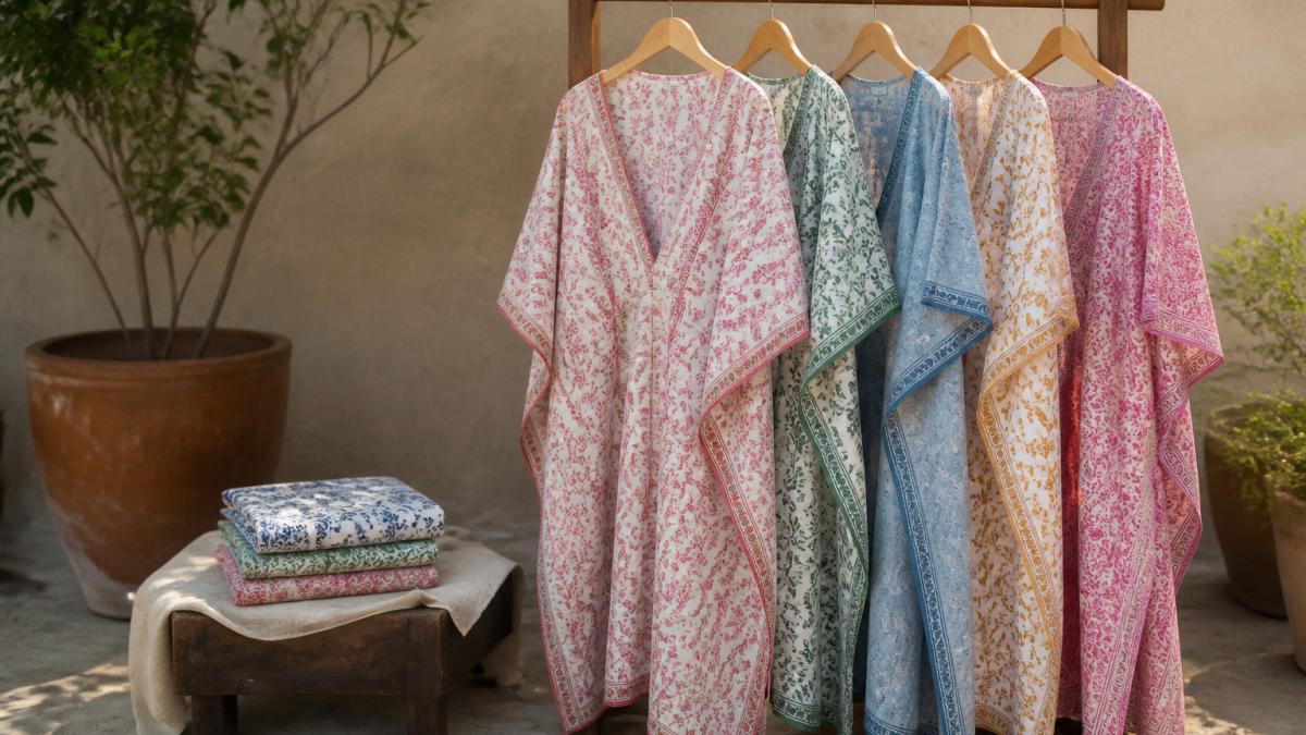 Buy Hand Block Printed Cotton Kaftans Online