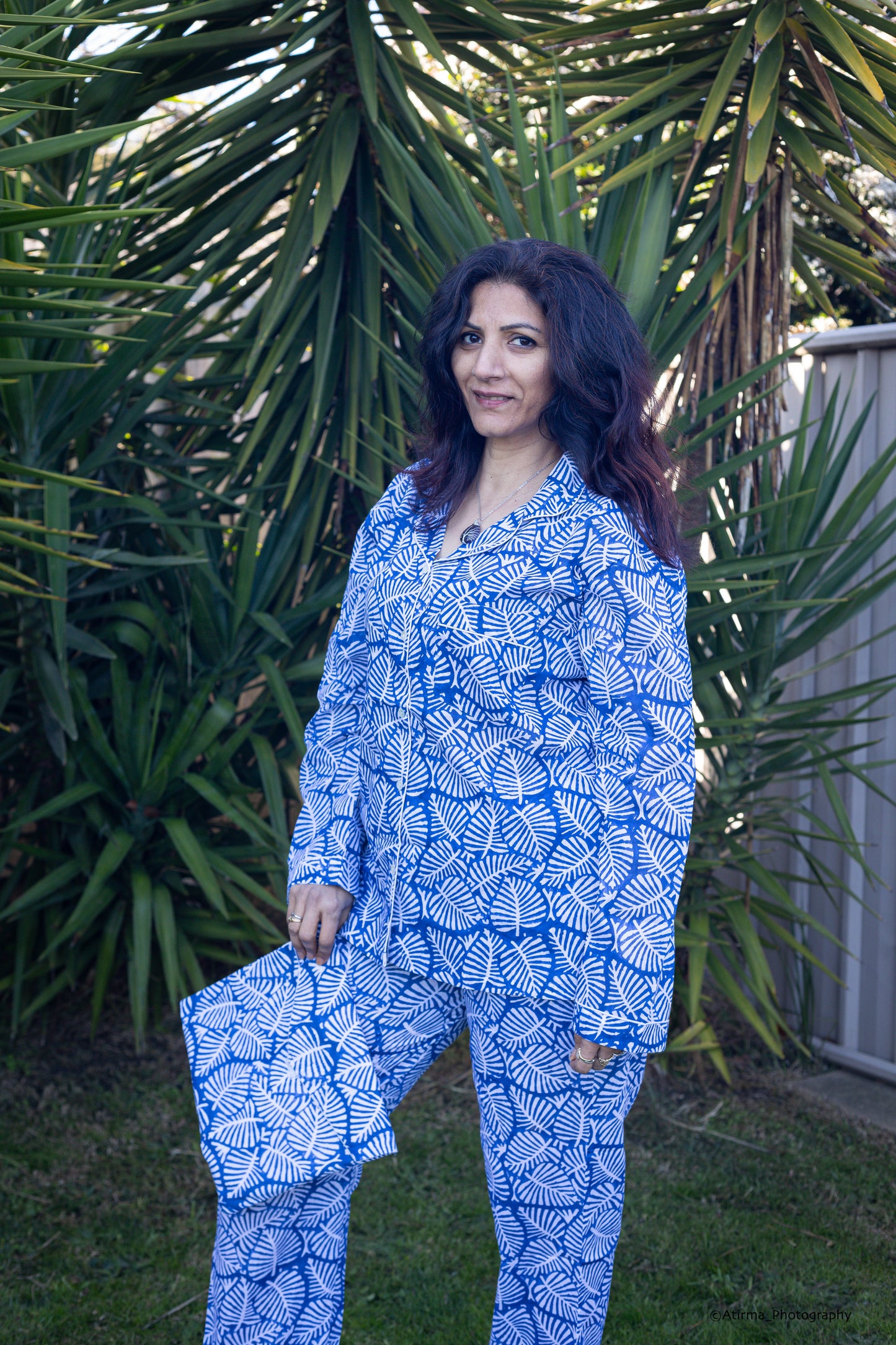 Blue Palm Leaf | Pyjama Set