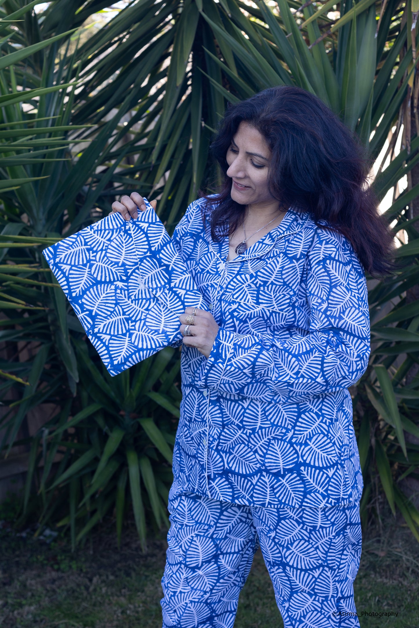 Blue Palm Leaf | Pyjama Set