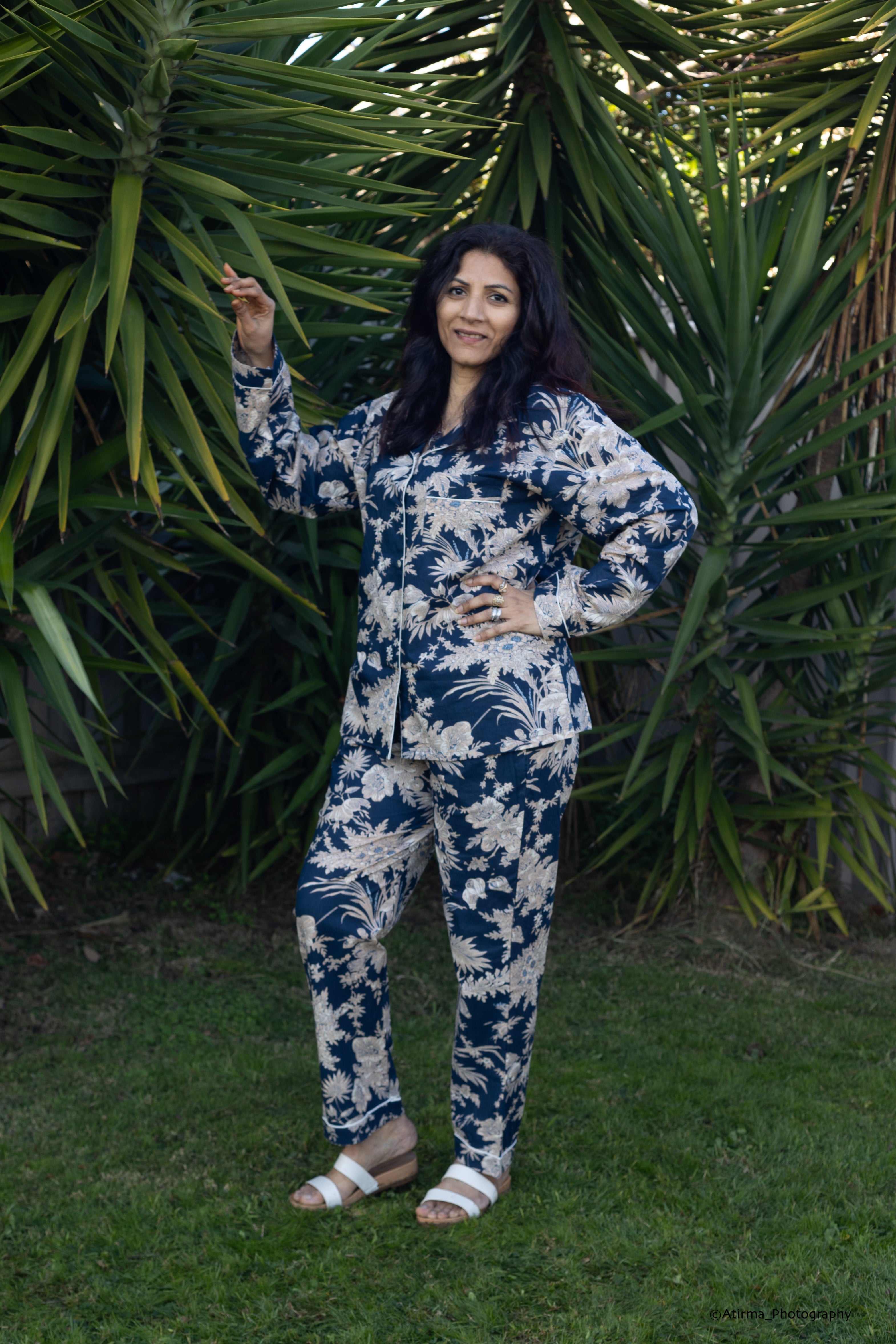 Navya |  Navy & Gold Pyjama Set