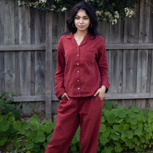 Burgundy | Solid colour PJ set