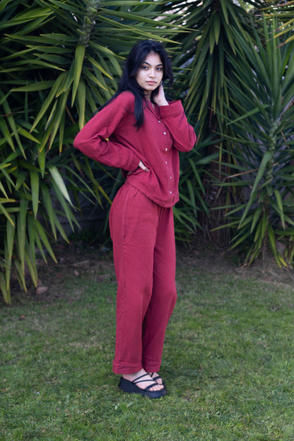 Burgundy | Solid colour PJ set