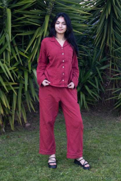 Burgundy | Solid colour PJ set