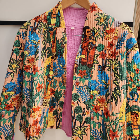 Frida in Pink | Reversible Cotton Quilted Jacket