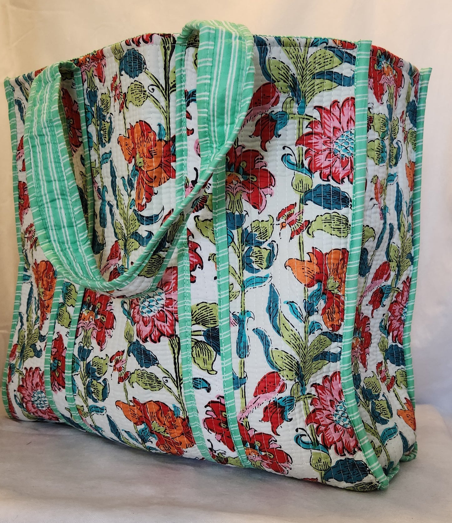 Quilted Cotton Tote Hand Block Print